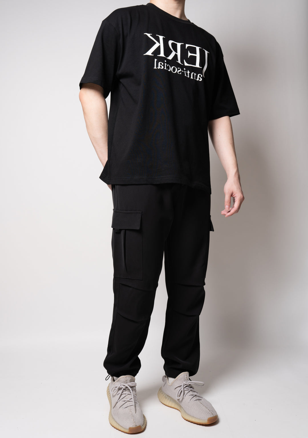 Jerk Oversized Cotton Tee In Black